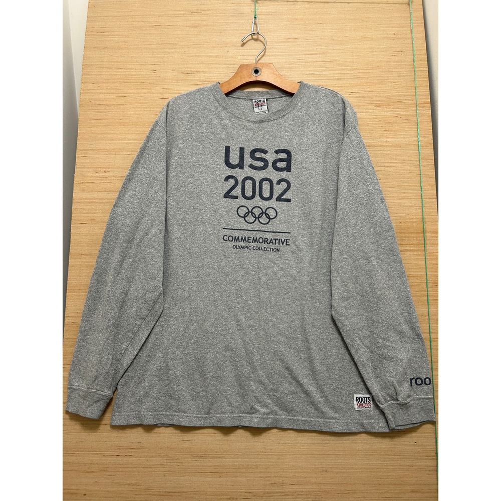 Roots‎ Athletics USA 2002 Olympic Commemorative Long Sleeve Shirt Grey Large L